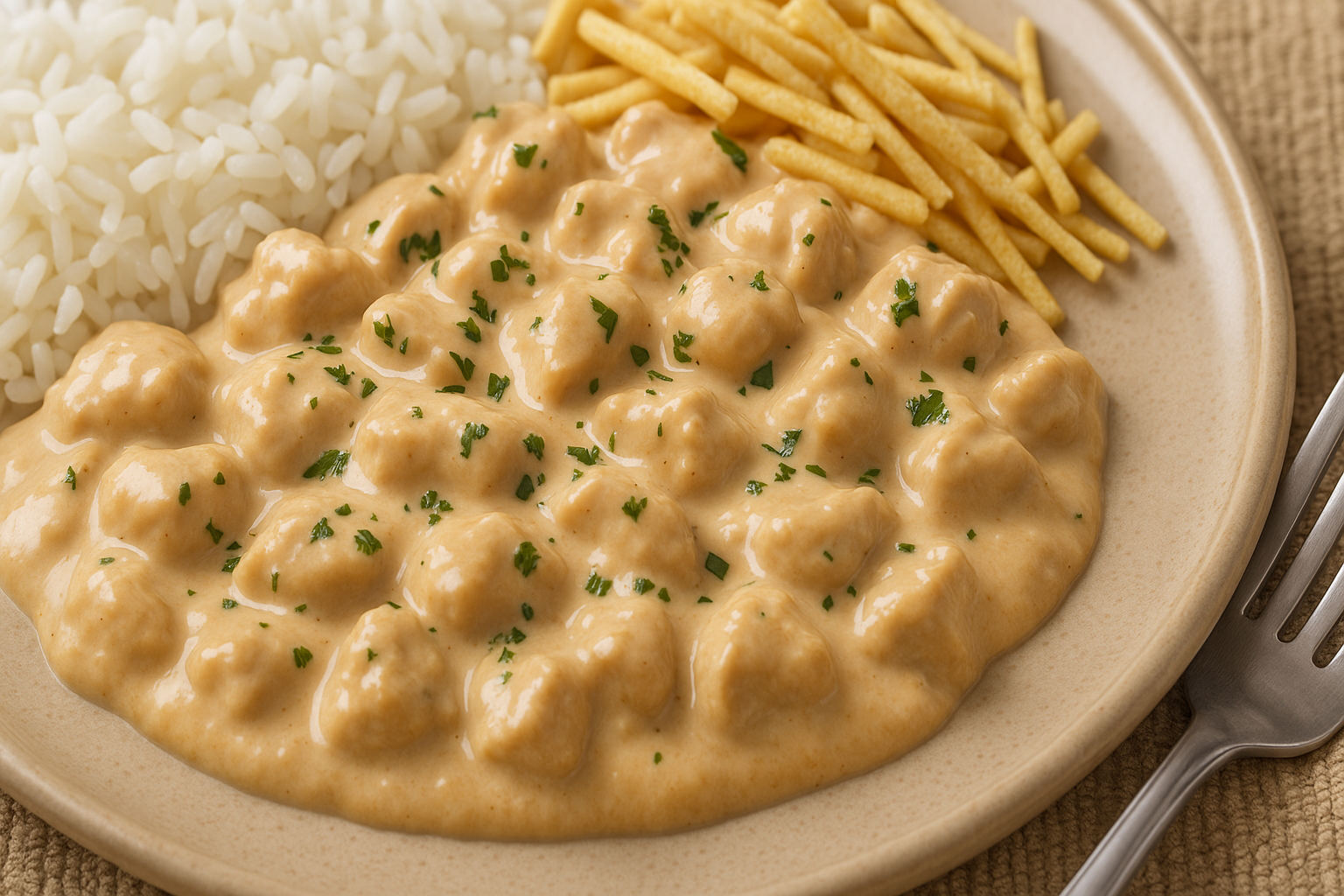 Delicie-se com um Strogonoff de Frango sem Molho de Tomate: Sabor e Leveza em Cada Garfada